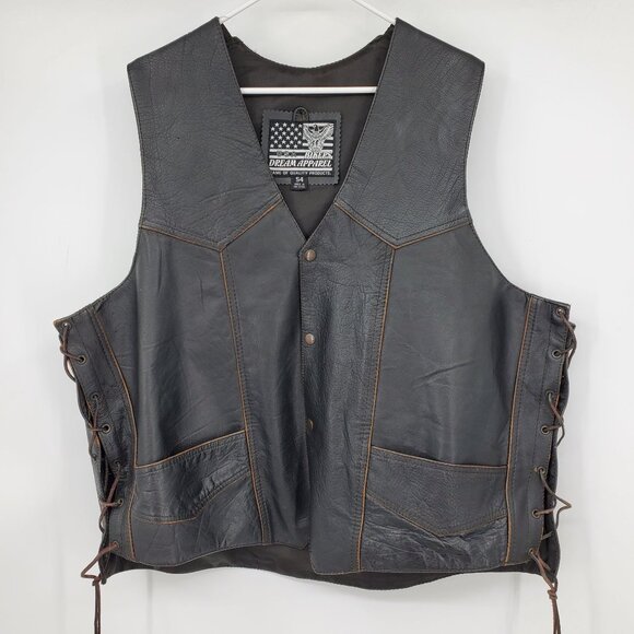 Bikers Dream Apparel Men's Live To Ride Ride To Live Eagle Snap Up Vest Size 54 - Picture 2 of 13